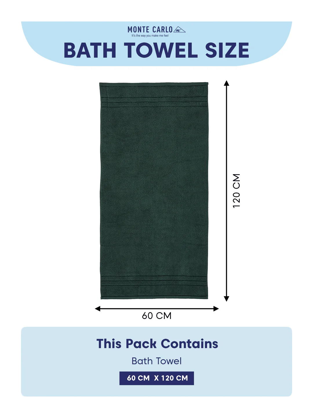 Essential Green 100% Cotton Solid 340 GSM Bath Towel Soho Small 1 Pc Pvc Pack - Image 8