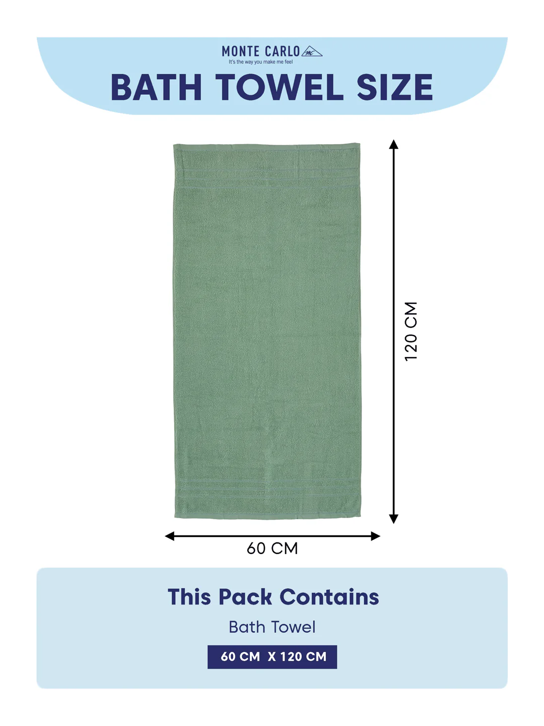 Essential Green 100% Cotton Solid 340 GSM Bath Towel Soho Small 1 Pc Pvc Pack - Image 8