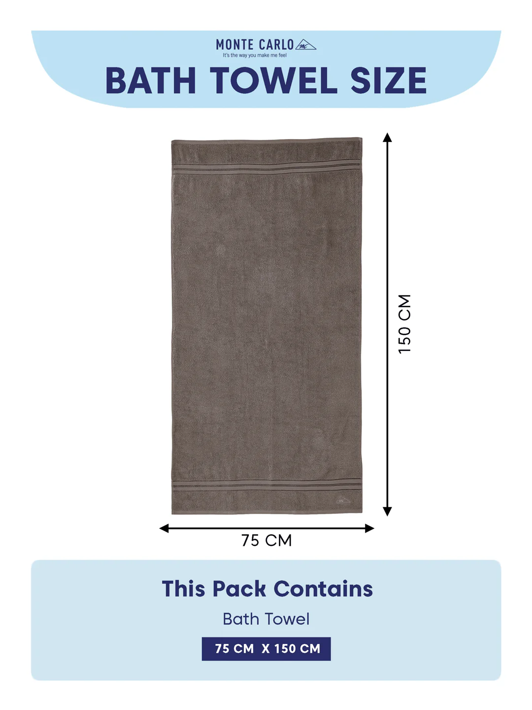 Essential Grey 100% Cotton Solid 400 GSM Bath Towel Jasper 1 Pc Pvc Pack - Image 8