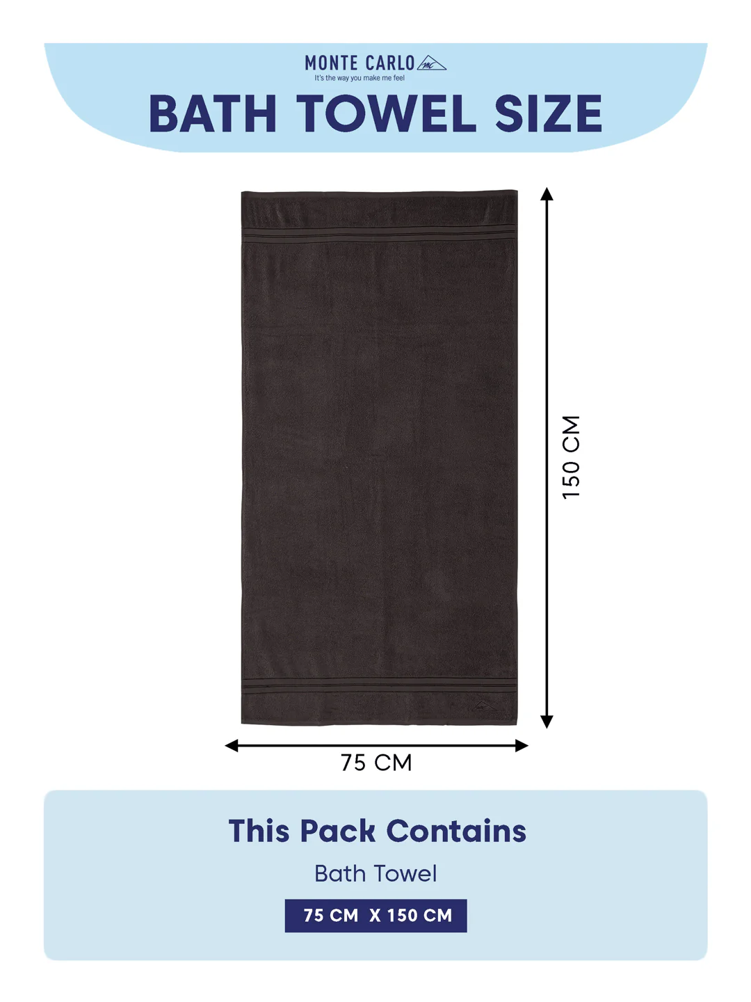 Essential Grey 100% Cotton Solid 400 GSM Bath Towel Jasper 1 Pc Pvc Pack - Image 8