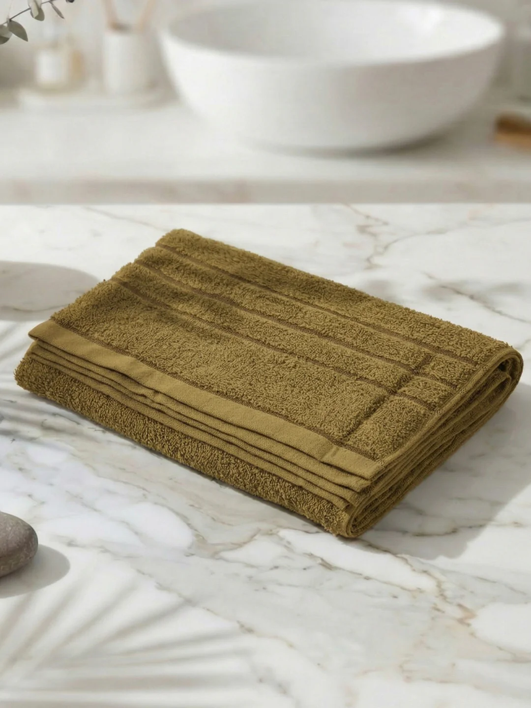 Essential Khaki 100% Cotton Solid 340 GSM Bath Towel Soho Small 1 Pc Pvc Pack - Image 2