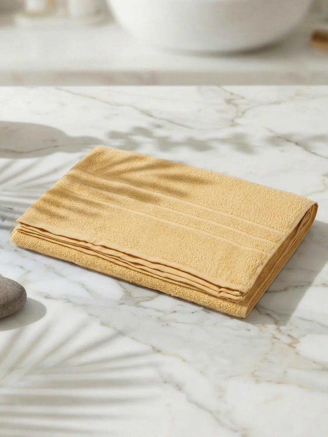 Essential Lemon Yellow 100% Cotton Solid 340 GSM Bath Towel Soho 1 Pc Pvc Pack - Image 2