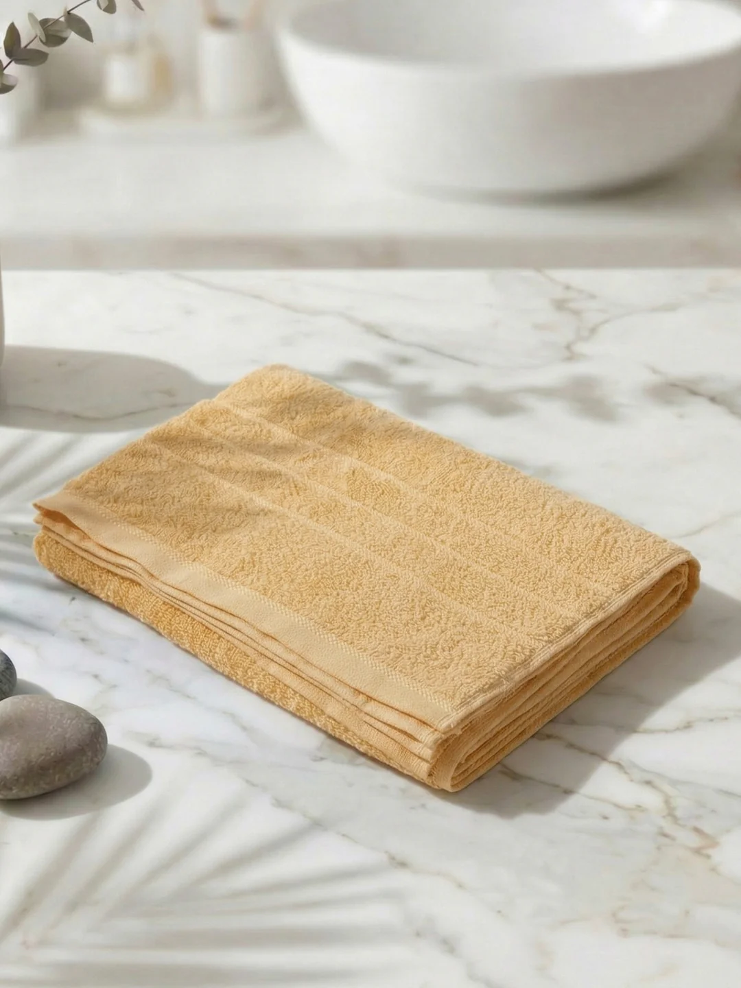 Essential Lemon Yellow 100% Cotton Solid 340 GSM Bath Towel Soho Small 1 Pc Pvc Pack - Image 2