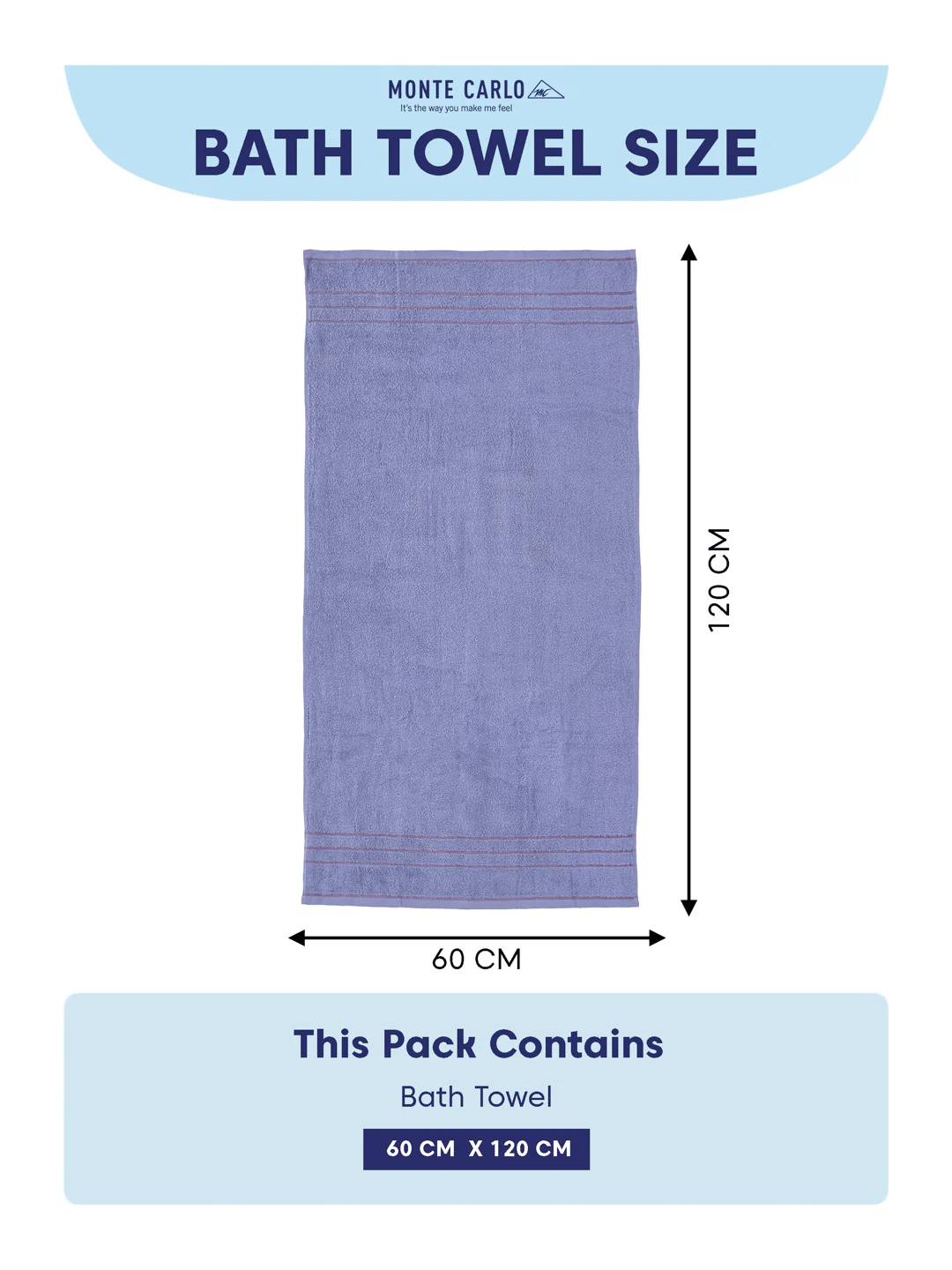 Essential Light Blue 100% Cotton Solid 340 GSM Bath Towel Soho Small 1 Pc Pvc Pack - Image 8