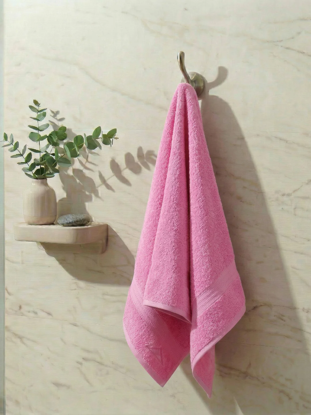 Essential Light Pink 100% Cotton Solid 380 GSM Bath Towel Jazz Small 1 Pc Pvc Pack