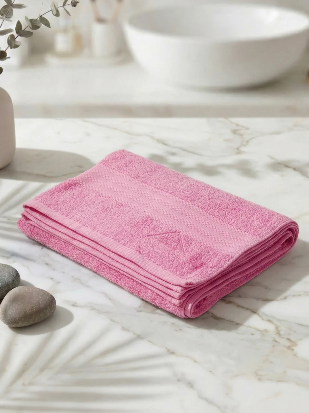 Essential Light Pink 100% Cotton Solid 380 GSM Bath Towel Jazz Small 1 Pc Pvc Pack - Image 2