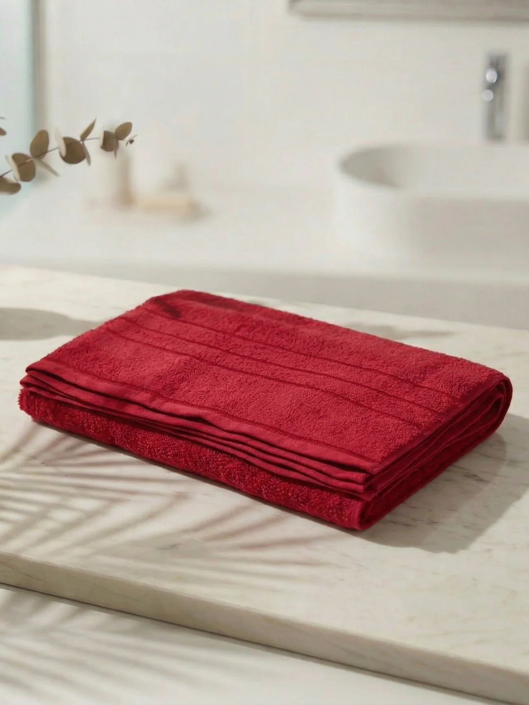 Essential Maroon 100% Cotton Solid 340 GSM Bath Towel Soho 1 Pc Pvc Pack - Image 2