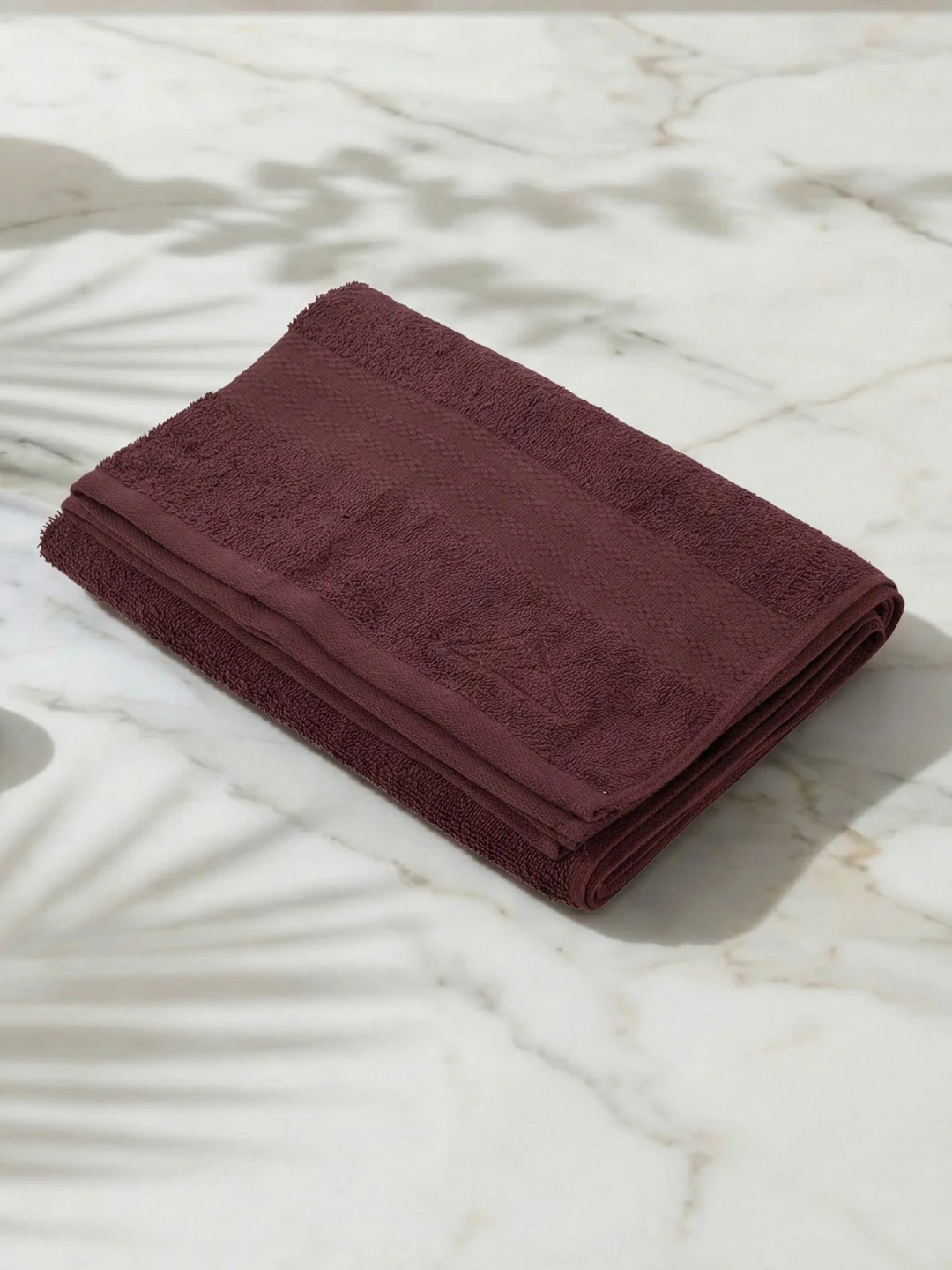 Essential Maroon 100% Cotton Solid 380 GSM Bath Towel Jazz Small 1 Pc Pvc Pack - Image 2