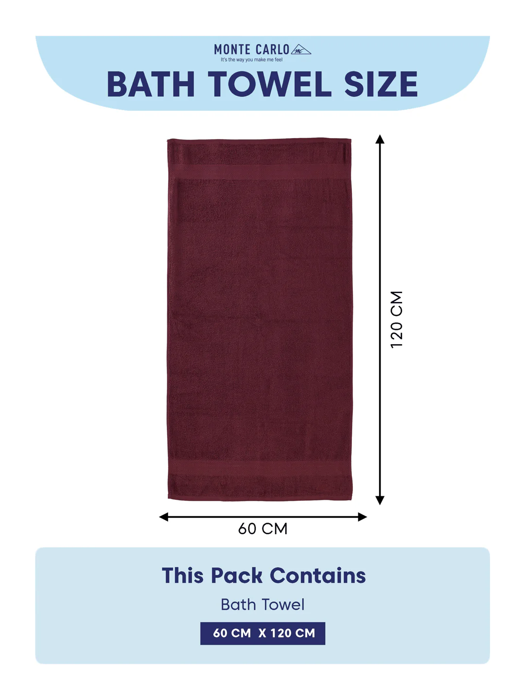 Essential Maroon 100% Cotton Solid 380 GSM Bath Towel Jazz Small 1 Pc Pvc Pack - Image 8