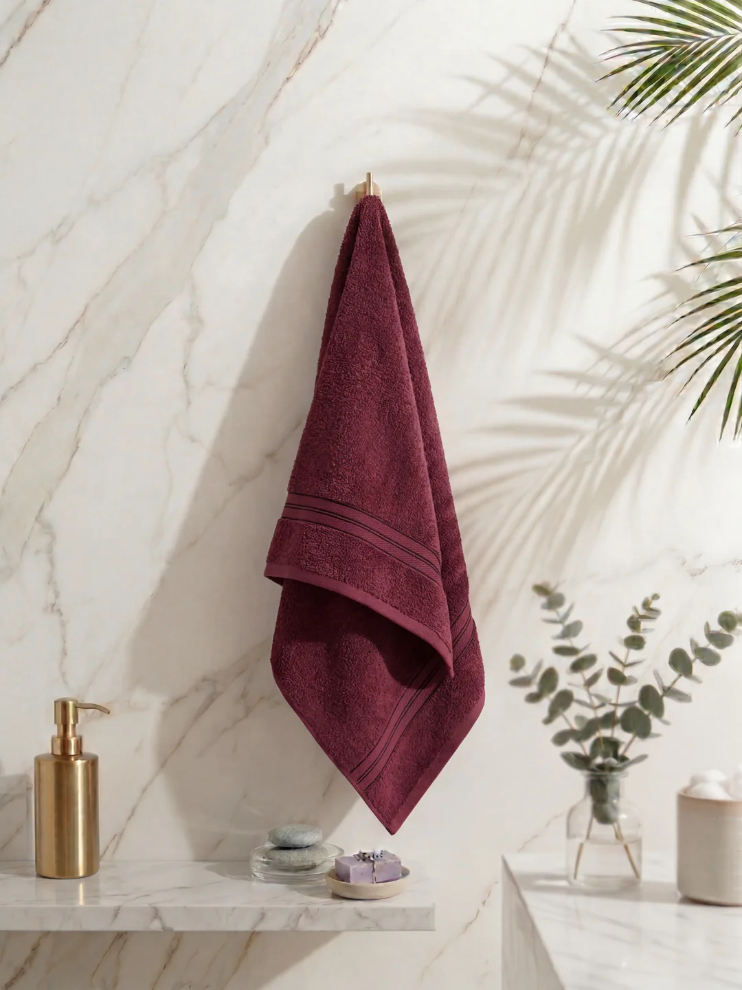 Essential Maroon 100% Cotton Solid 400 GSM Bath Towel Jasper 1 Pc Pvc Pack