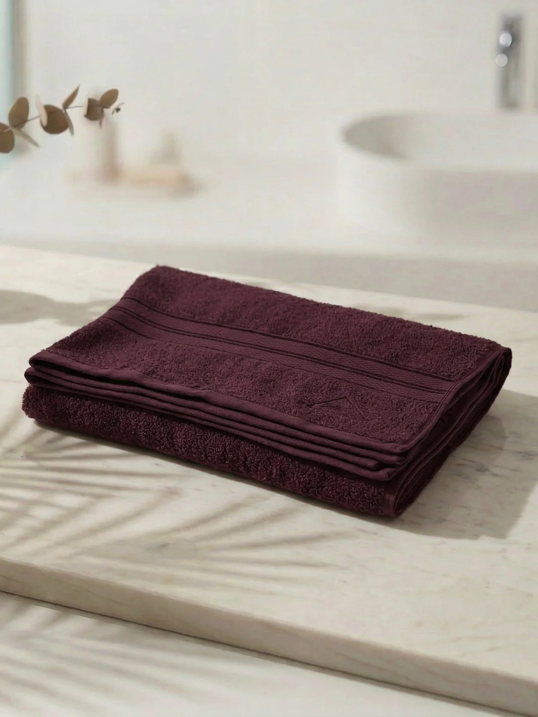 Essential Maroon 100% Cotton Solid 400 GSM Bath Towel Jasper 1 Pc Pvc Pack - Image 2