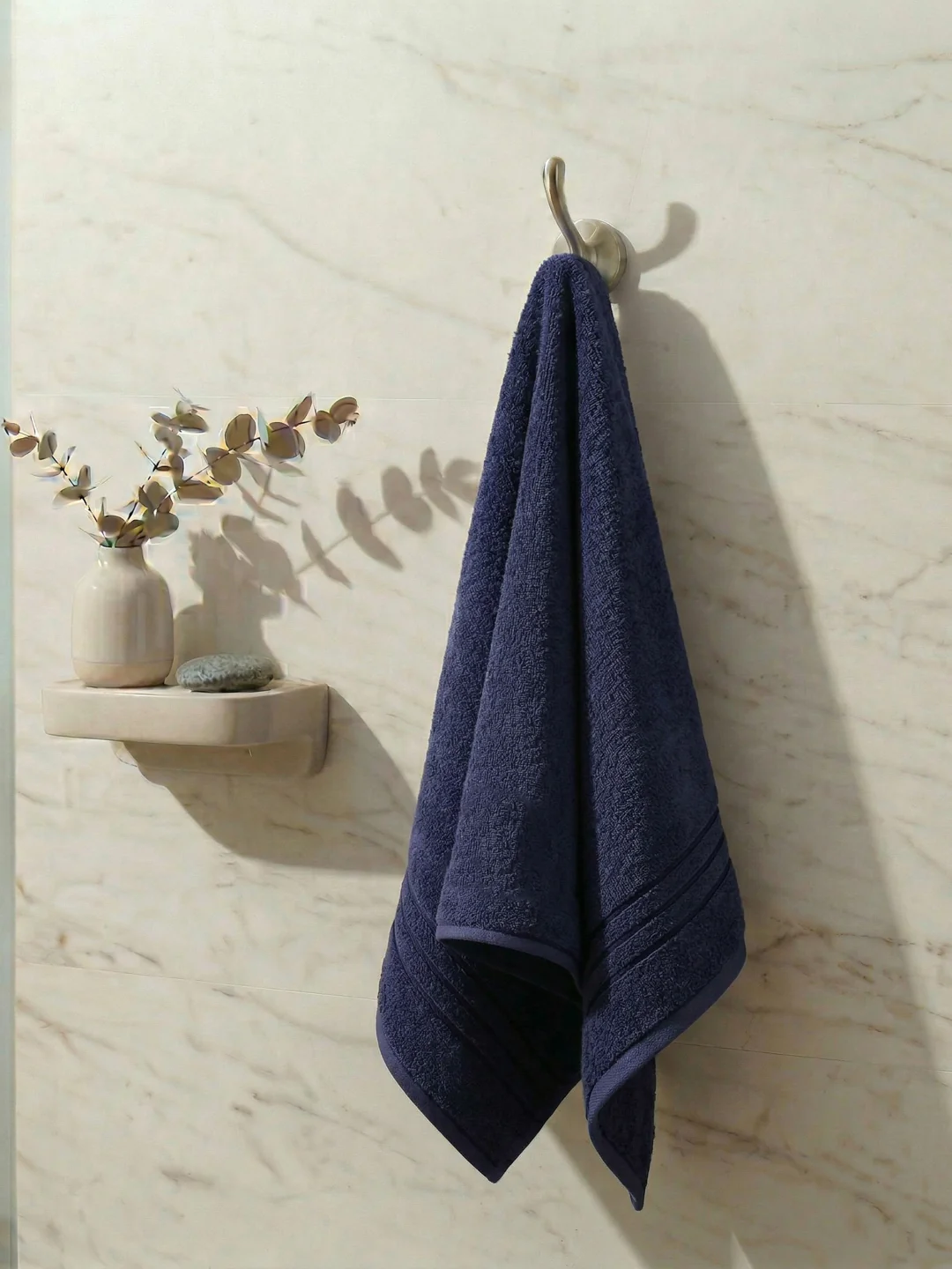 Essential Navy Blue 100% Cotton Solid 340 GSM Bath Towel Soho Small 1 Pc Pvc Pack