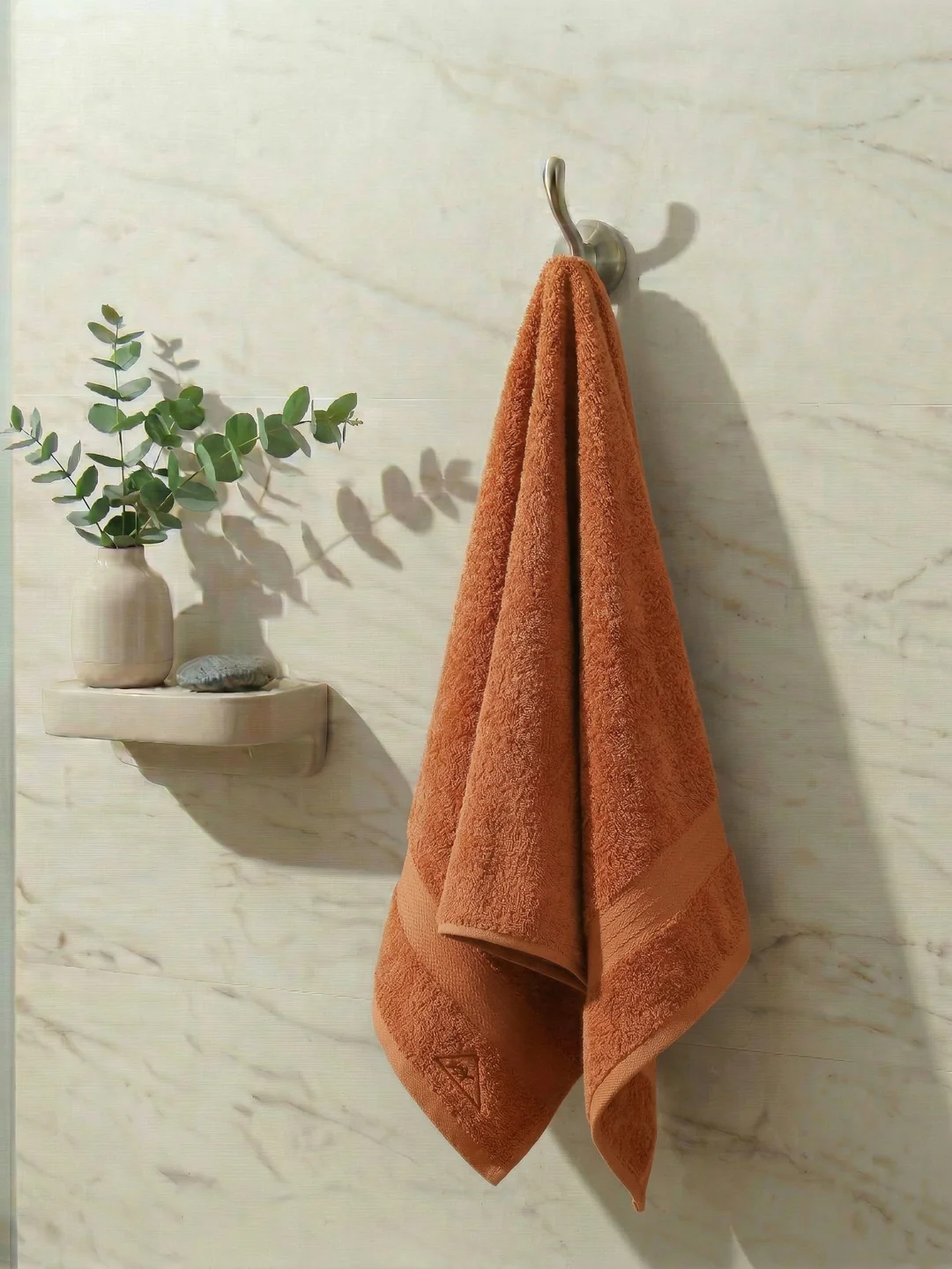 Essential Orange 100% Cotton Solid 380 GSM Bath Towel Jazz Small 1 Pc Pvc Pack