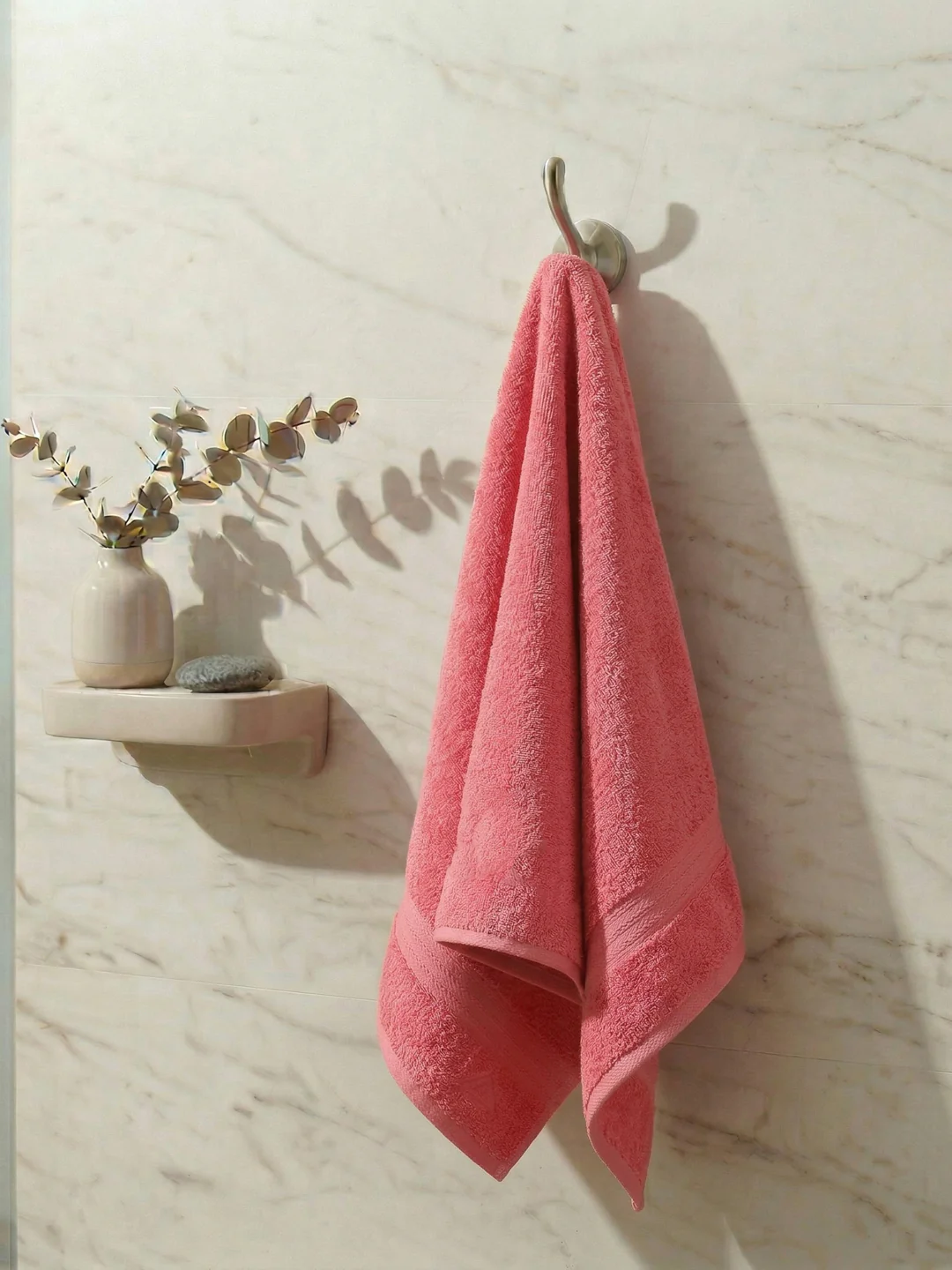 Essential Peach 100% Cotton Solid 380 GSM Bath Towel Jazz Small 1 Pc Pvc Pack