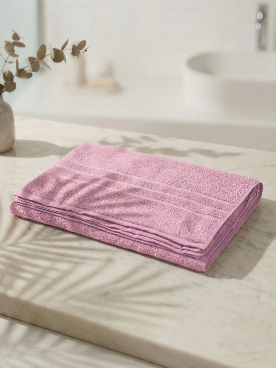 Essential Pink 100% Cotton Solid 340 GSM Bath Towel Soho 1 Pc Pvc Pack - Image 2