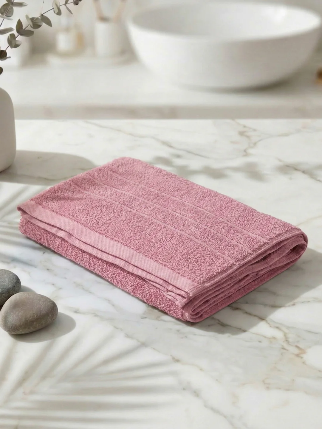 Essential Pink 100% Cotton Solid 340 GSM Bath Towel Soho Small 1 Pc Pvc Pack - Image 2