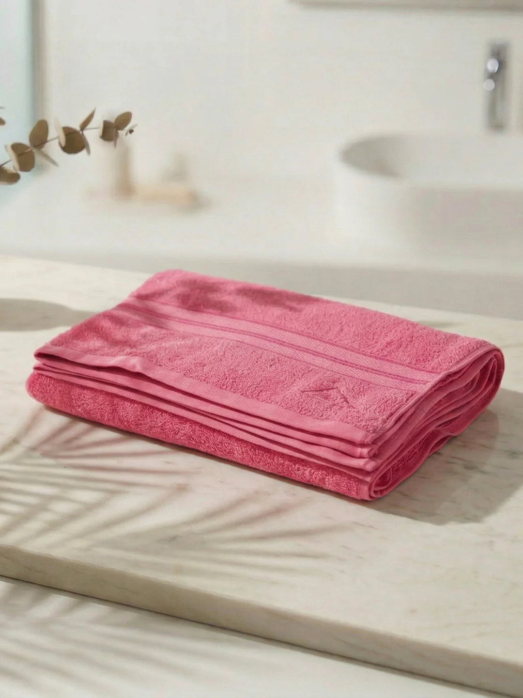 Essential Pink 100% Cotton Solid 400 GSM Bath Towel Jasper 1 Pc Pvc Pack - Image 2