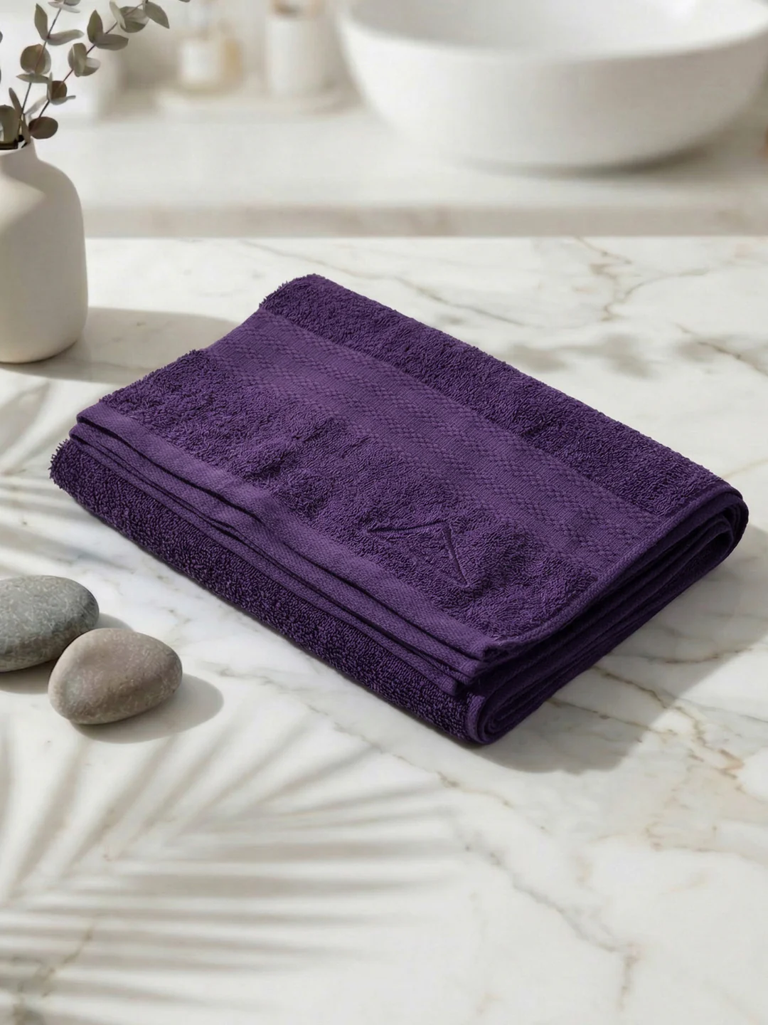 Essential Purple 100% Cotton Solid 380 GSM Bath Towel Jazz Small 1 Pc Pvc Pack - Image 2