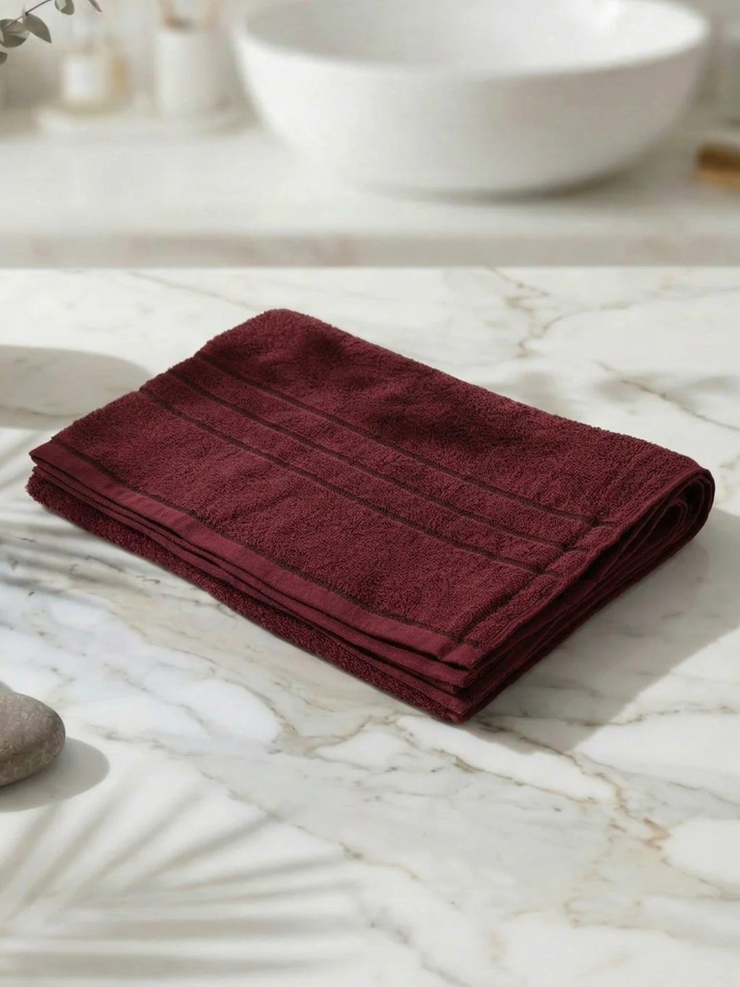 Essential Red 100% Cotton Solid 340 GSM Bath Towel Soho 1 Pc Pvc Pack - Image 2