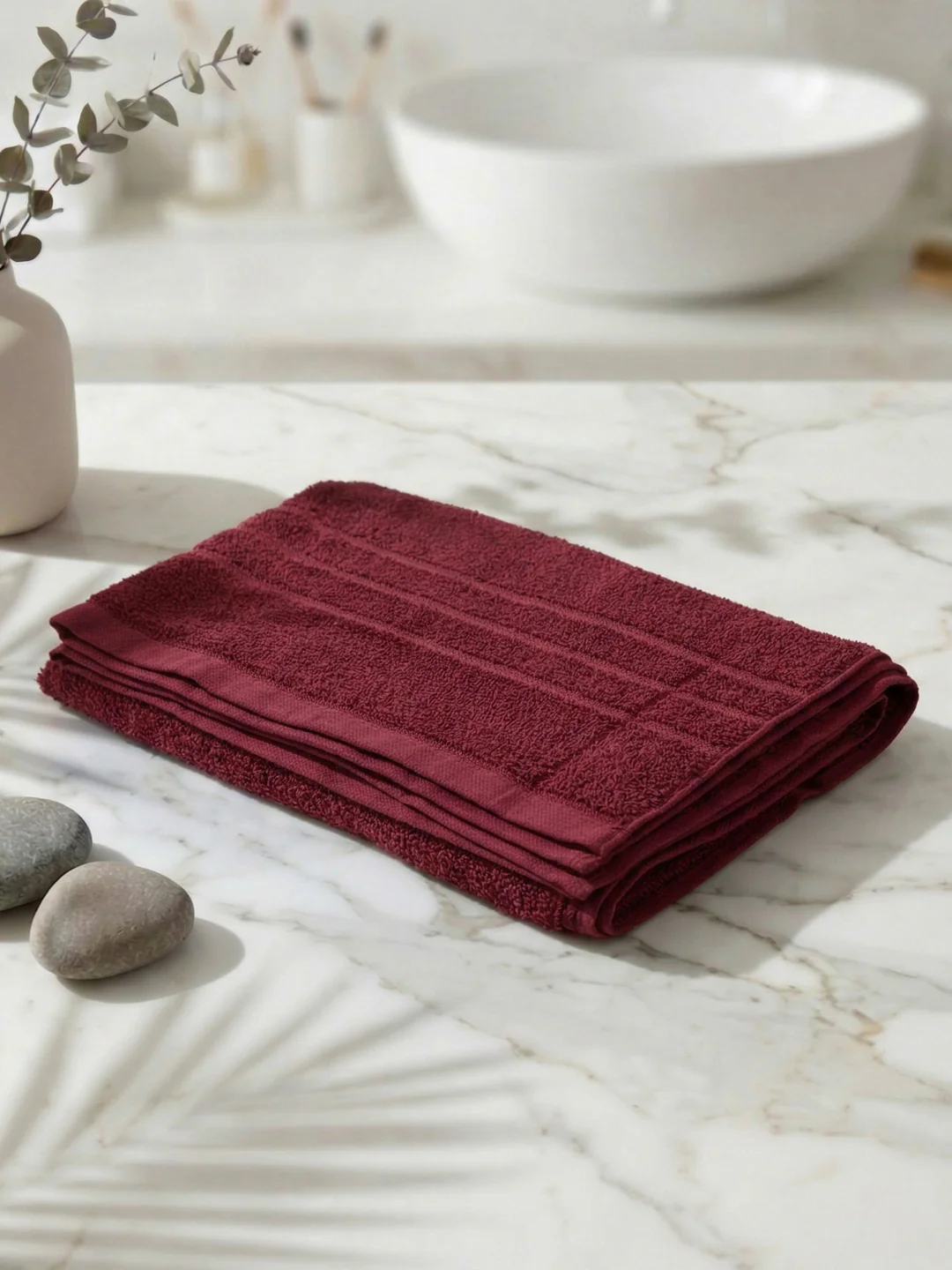 Essential Red 100% Cotton Solid 340 GSM Bath Towel Soho Small 1 Pc Pvc Pack - Image 2