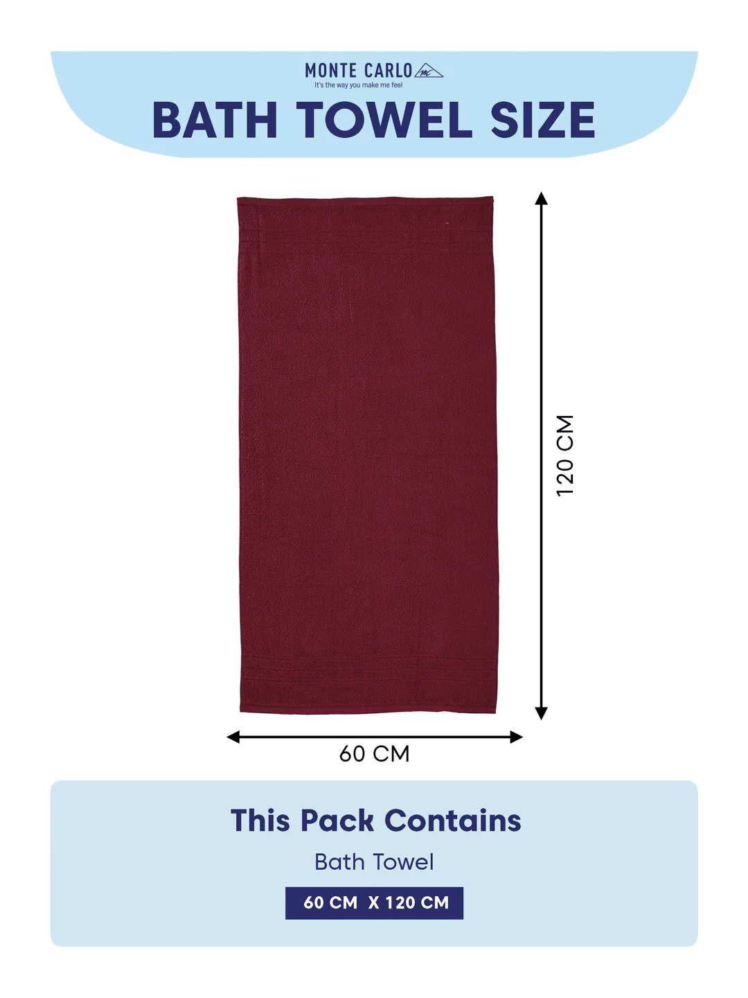 Essential Red 100% Cotton Solid 340 GSM Bath Towel Soho Small 1 Pc Pvc Pack - Image 8