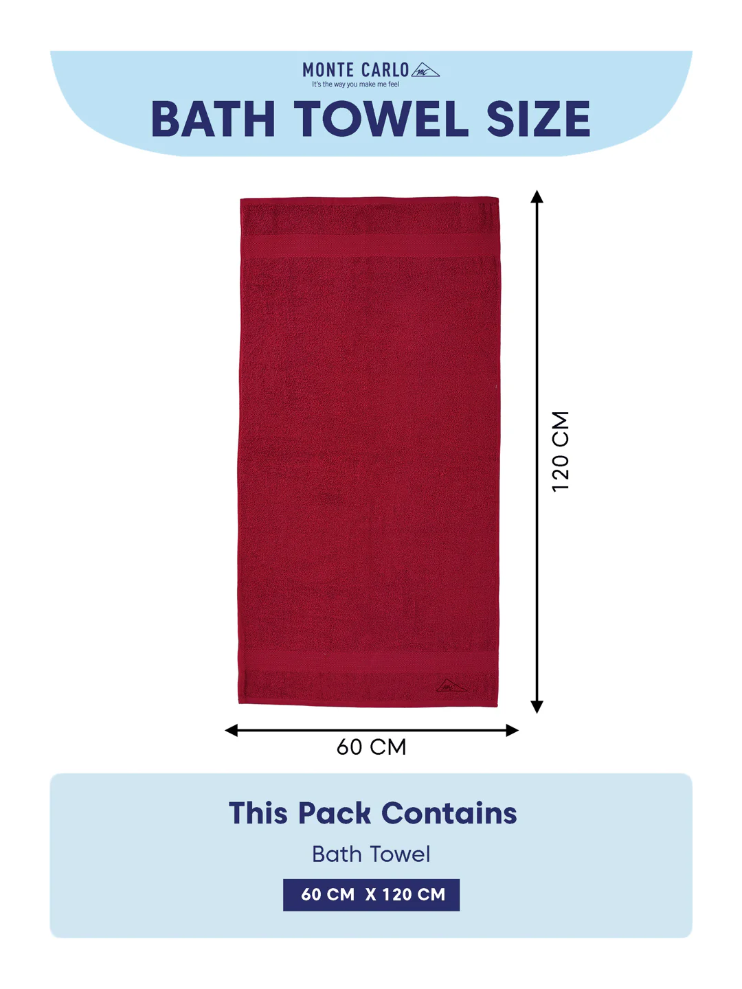 Essential Rose Red 100% Cotton Solid 380 GSM Bath Towel Jazz Small 1 Pc Pvc Pack - Image 8