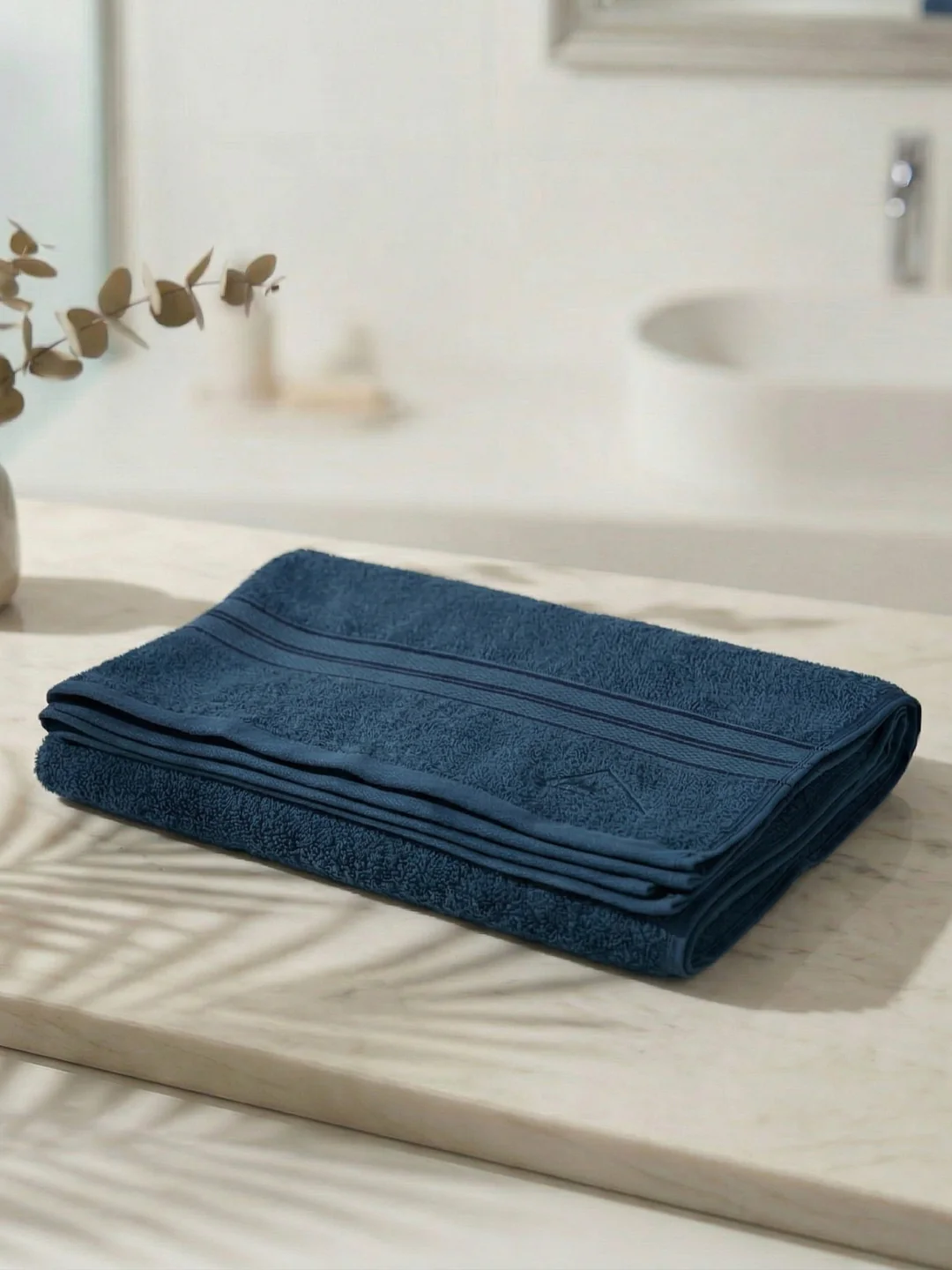 Essential Teal Blue 100% Cotton Solid 400 GSM Bath Towel Jasper 1 Pc Pvc Pack - Image 2