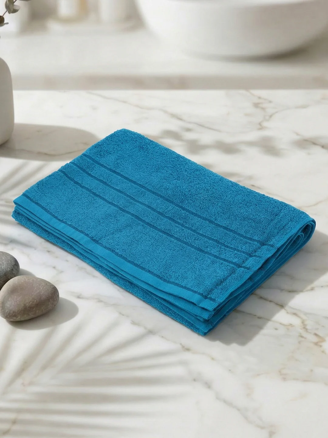 Essential Turquoise Blue 100% Cotton Solid 340 GSM Bath Towel Soho 1 Pc Pvc Pack - Image 2