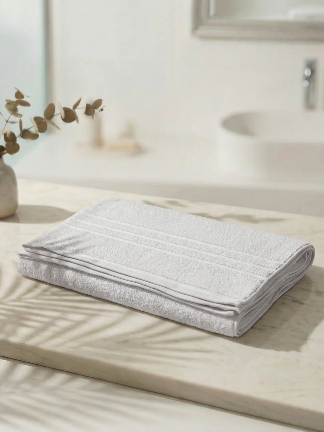 Essential White 100% Cotton Solid 340 GSM Bath Towel Soho 1 Pc Pvc Pack - Image 2