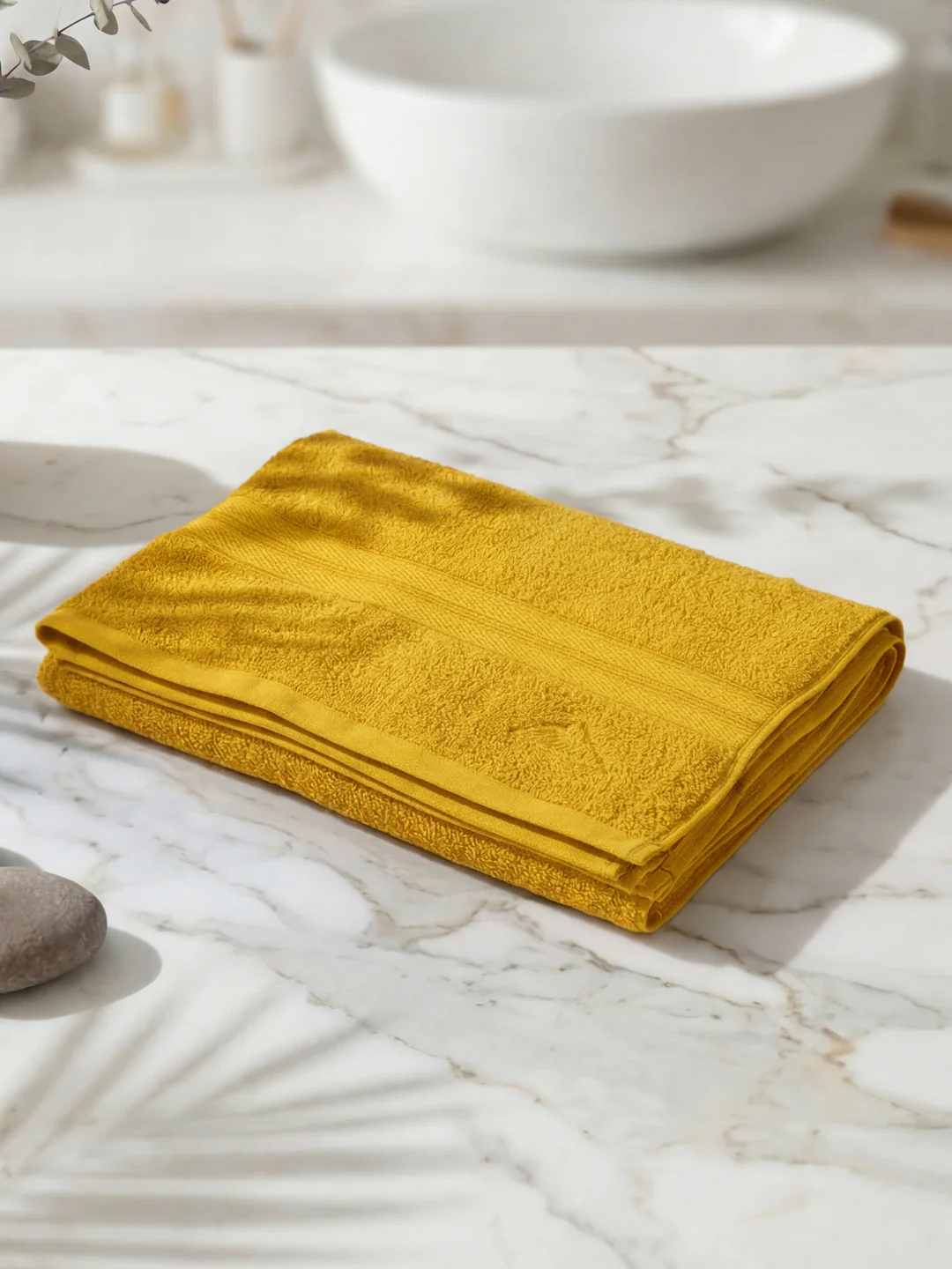 Essential Yellow 100% Cotton Solid 400 GSM Bath Towel Jasper 1 Pc Pvc Pack - Image 2