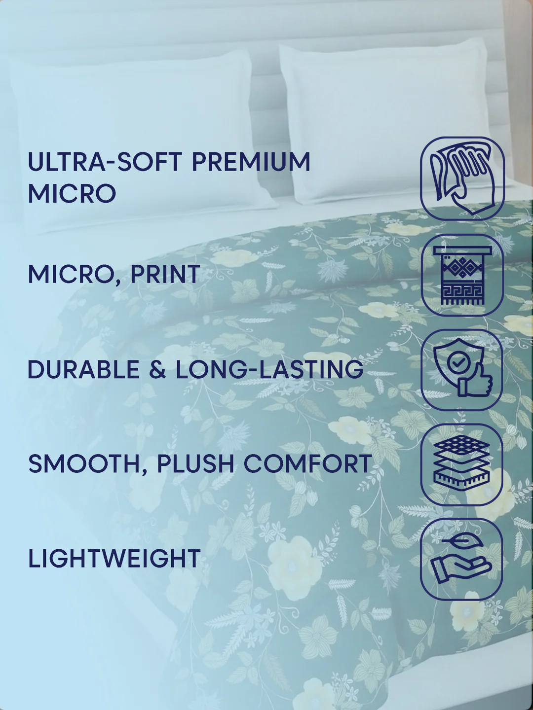 Floral Print Double Bed 3 Ply 105 GSM Comforter Timeless Collection Weight 1.6 kg - Image 9