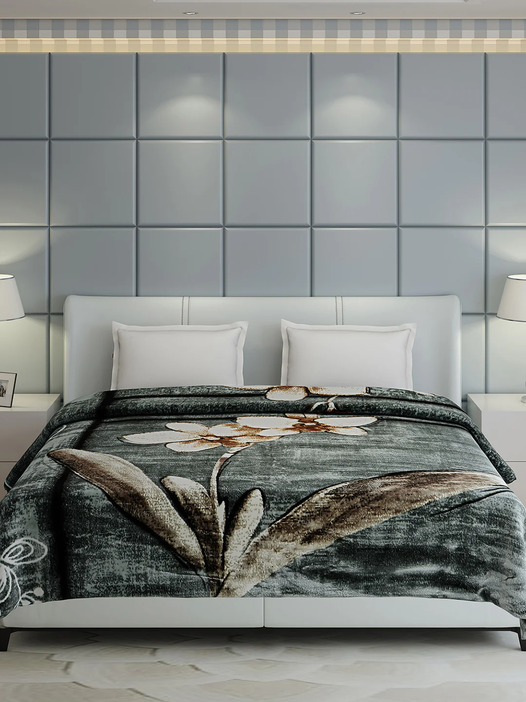 Floral Print Double Bed 947 GSM Blanket for Heavy Winter -2 Ply (Weight 5 kg) - Image 3