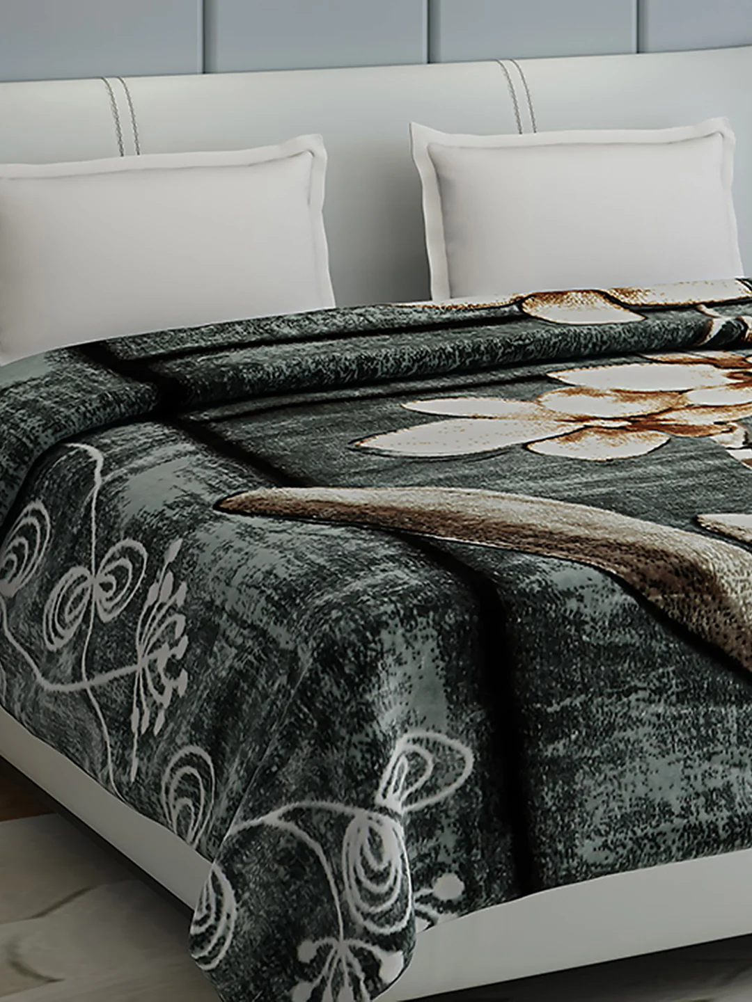 Floral Print Double Bed 947 GSM Blanket for Heavy Winter -2 Ply (Weight 5 kg) - Image 4