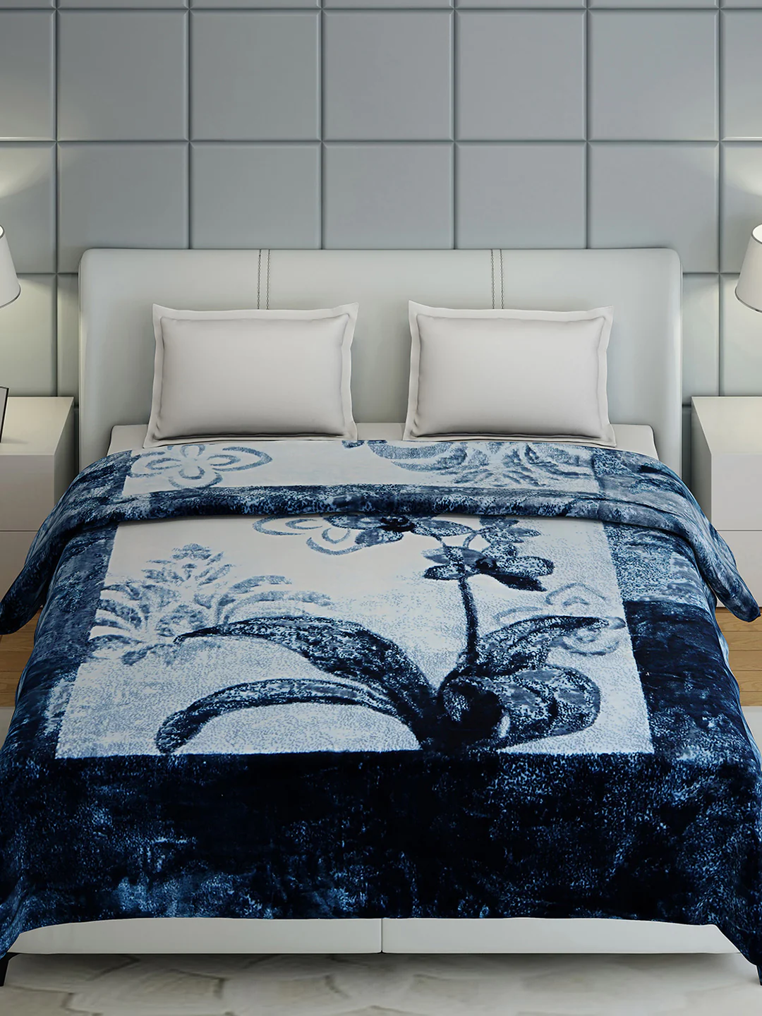 Floral Print Double Bed 947 GSM Blanket for Heavy Winter -2 Ply (Weight 5 kg) - Image 2