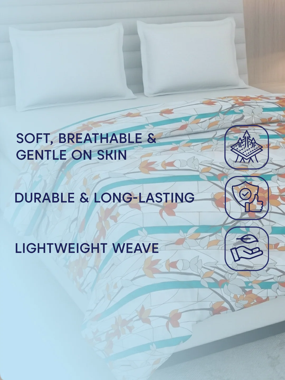 Floral Print King Size 3 Ply 150 GSM Comforter Prestige Collection Weight 2.5 kg - Image 9