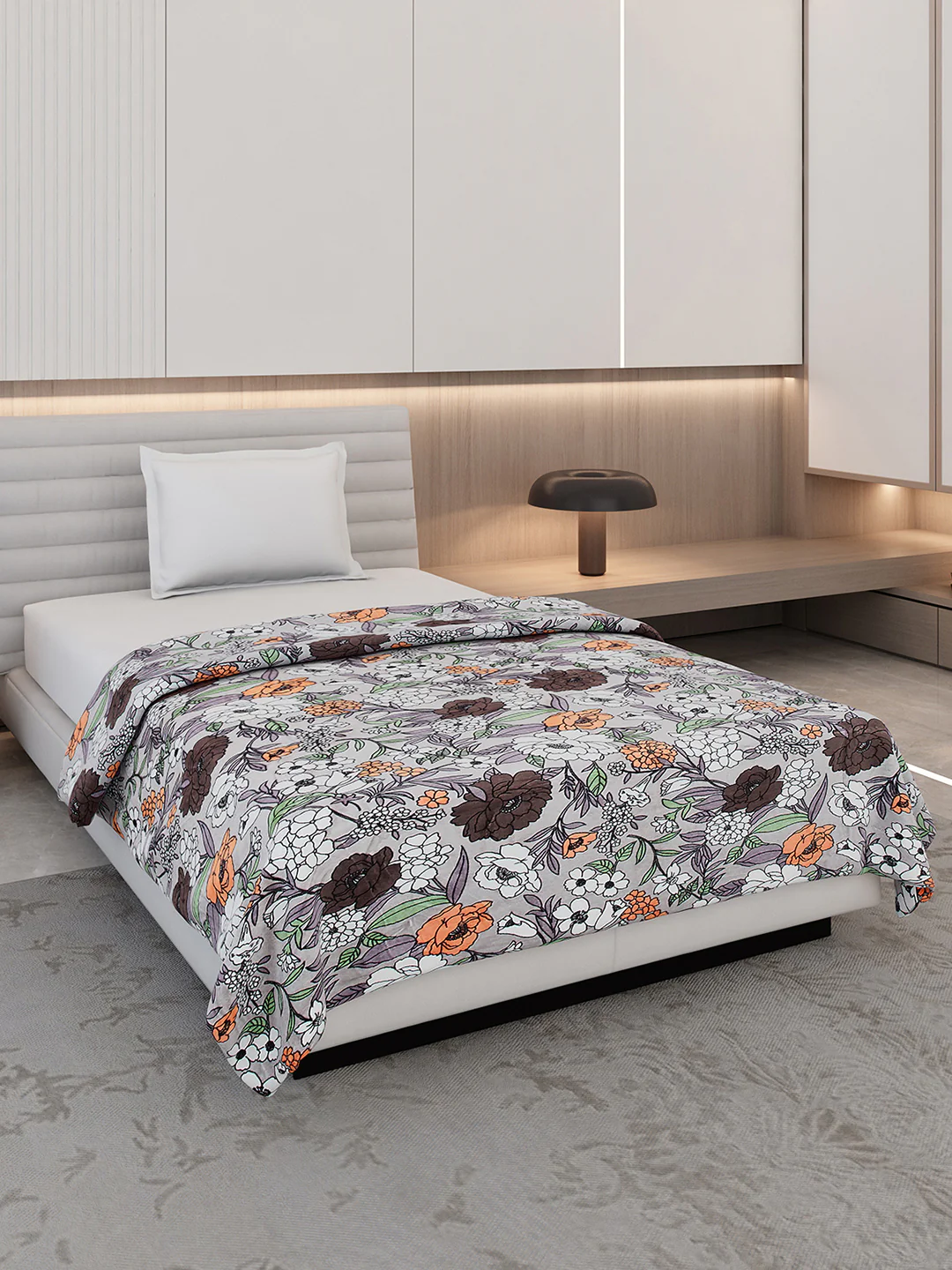 Floral Print Single Bed 210 GSM Blanket for AC Room - (Grace)