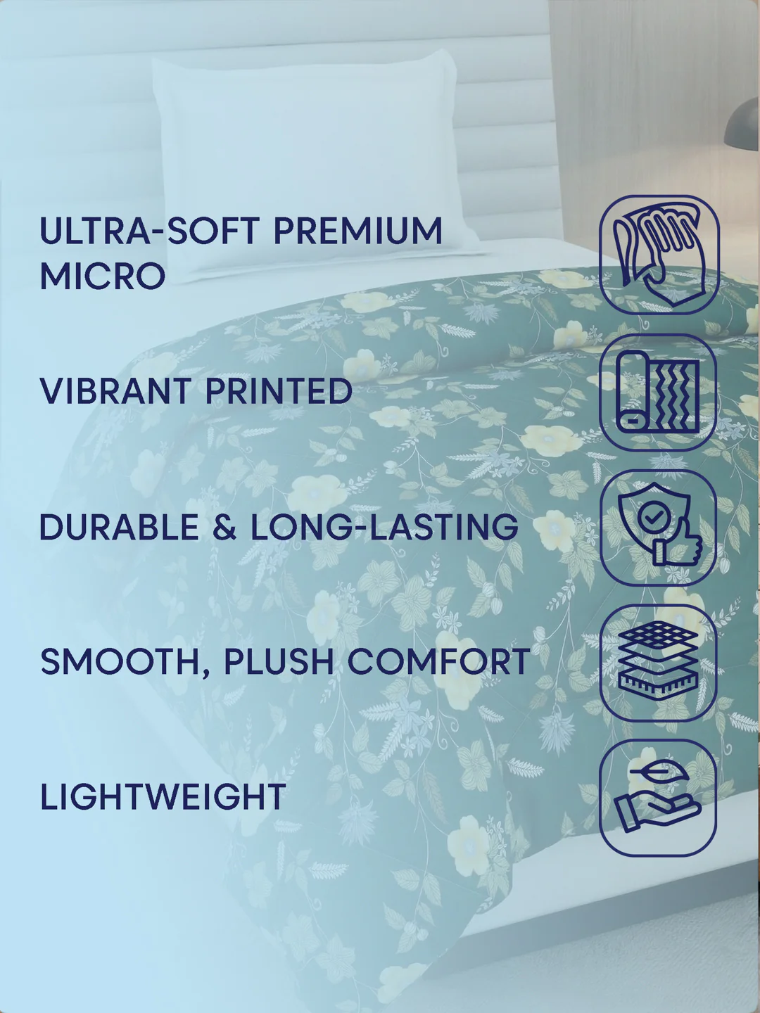 Floral Print Single Bed 3 Ply 105 GSM Comforter Timeless Collection Weight 950 g - Image 8