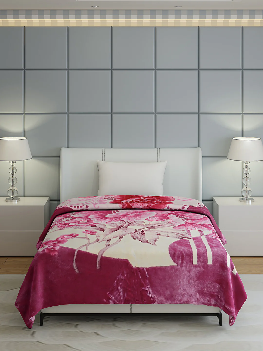 Floral Print Single Bed 852 GSM Blanket for Heavy Winter -2 Ply (Weight 3 kg) - Image 2