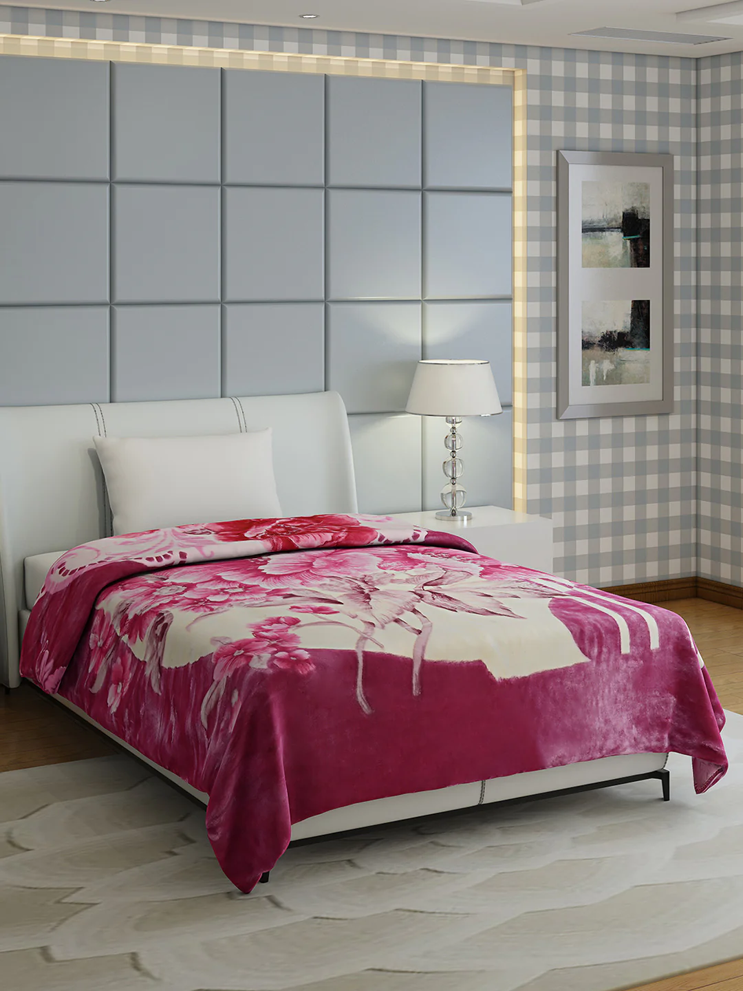 Floral Print Single Bed 852 GSM Blanket for Heavy Winter -2 Ply (Weight 3 kg) - Image 4