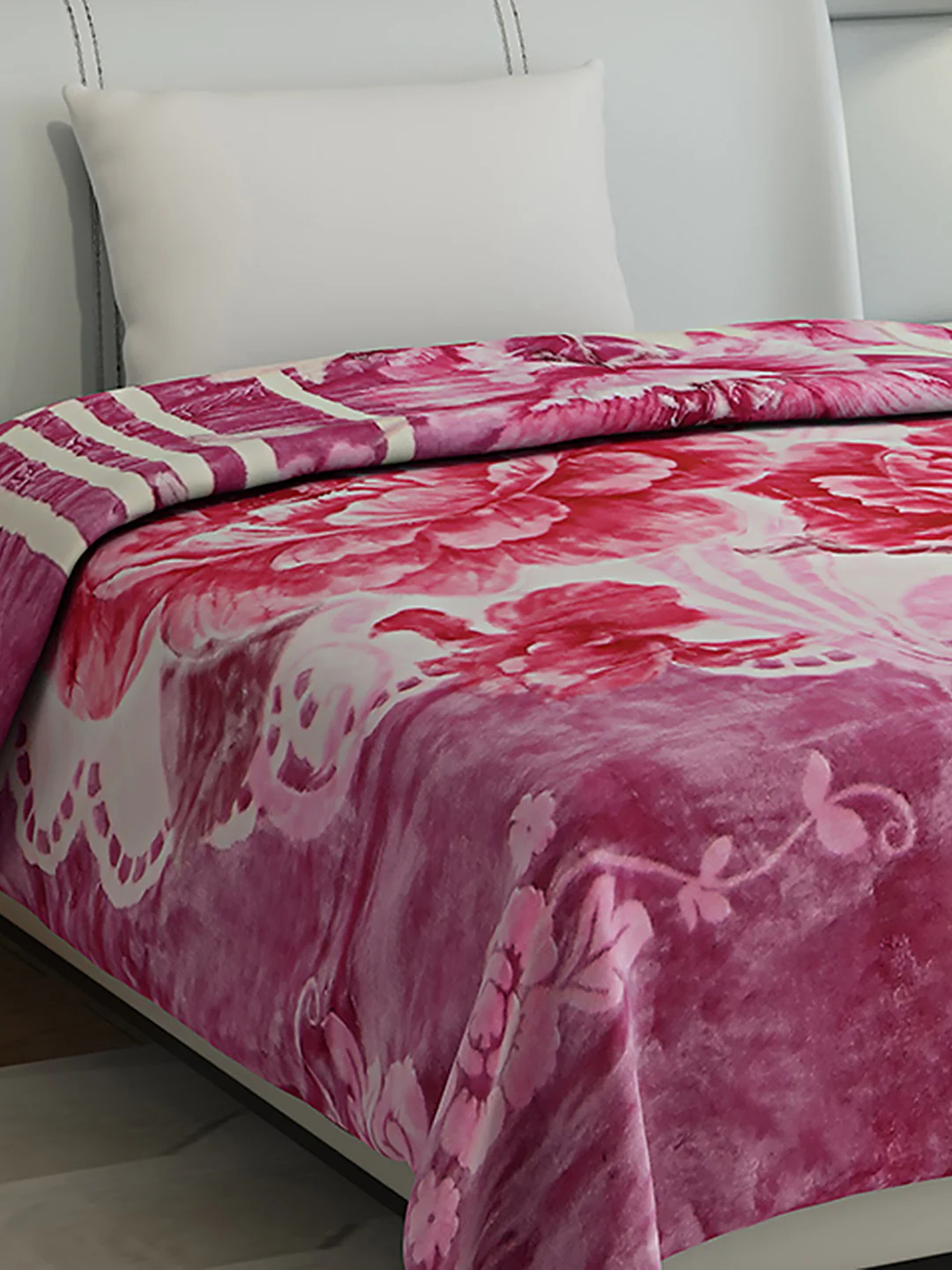 Floral Print Single Bed 852 GSM Blanket for Heavy Winter -2 Ply (Weight 3 kg) - Image 6