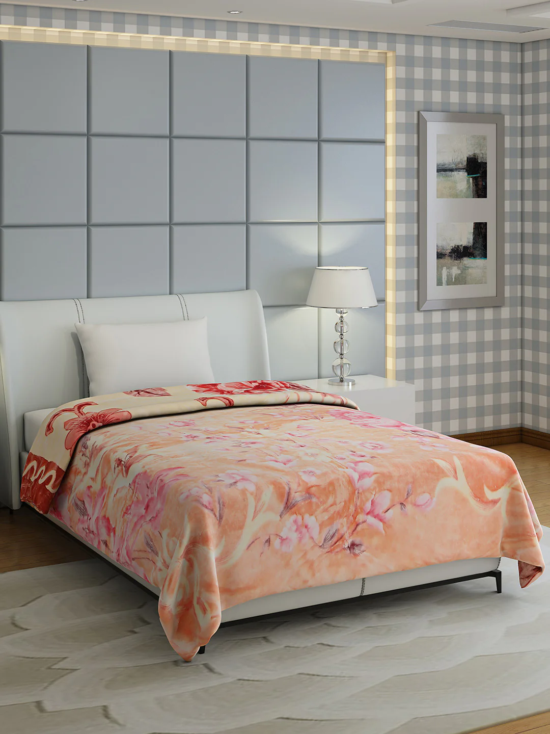 Floral Print Single Bed 852 GSM Blanket for Heavy Winter -2 Ply (Weight 3 kg) - Image 4