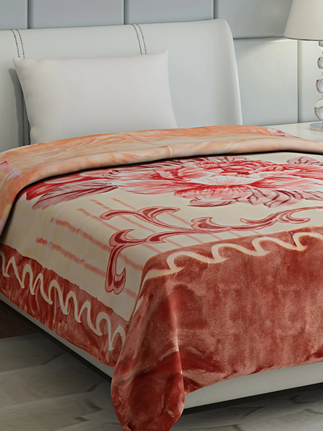 Floral Print Single Bed 852 GSM Blanket for Heavy Winter -2 Ply (Weight 3 kg) - Image 6