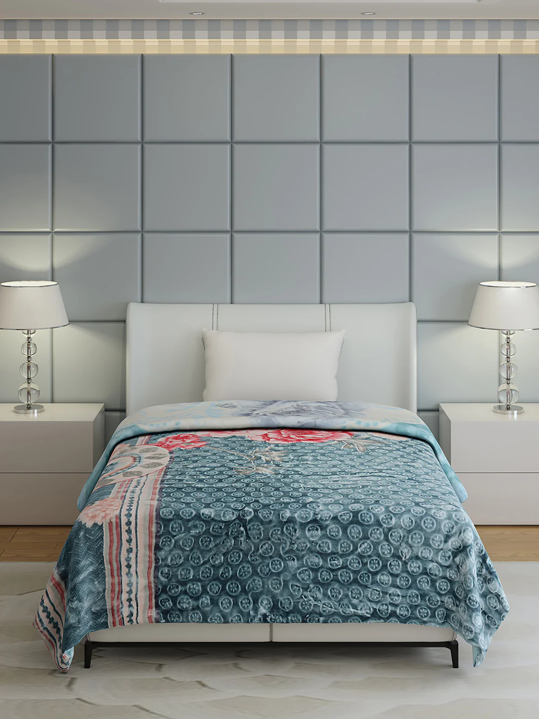 Floral Print Single Bed 852 GSM Blanket for Heavy Winter -2 Ply (Weight 3 kg) - Image 2