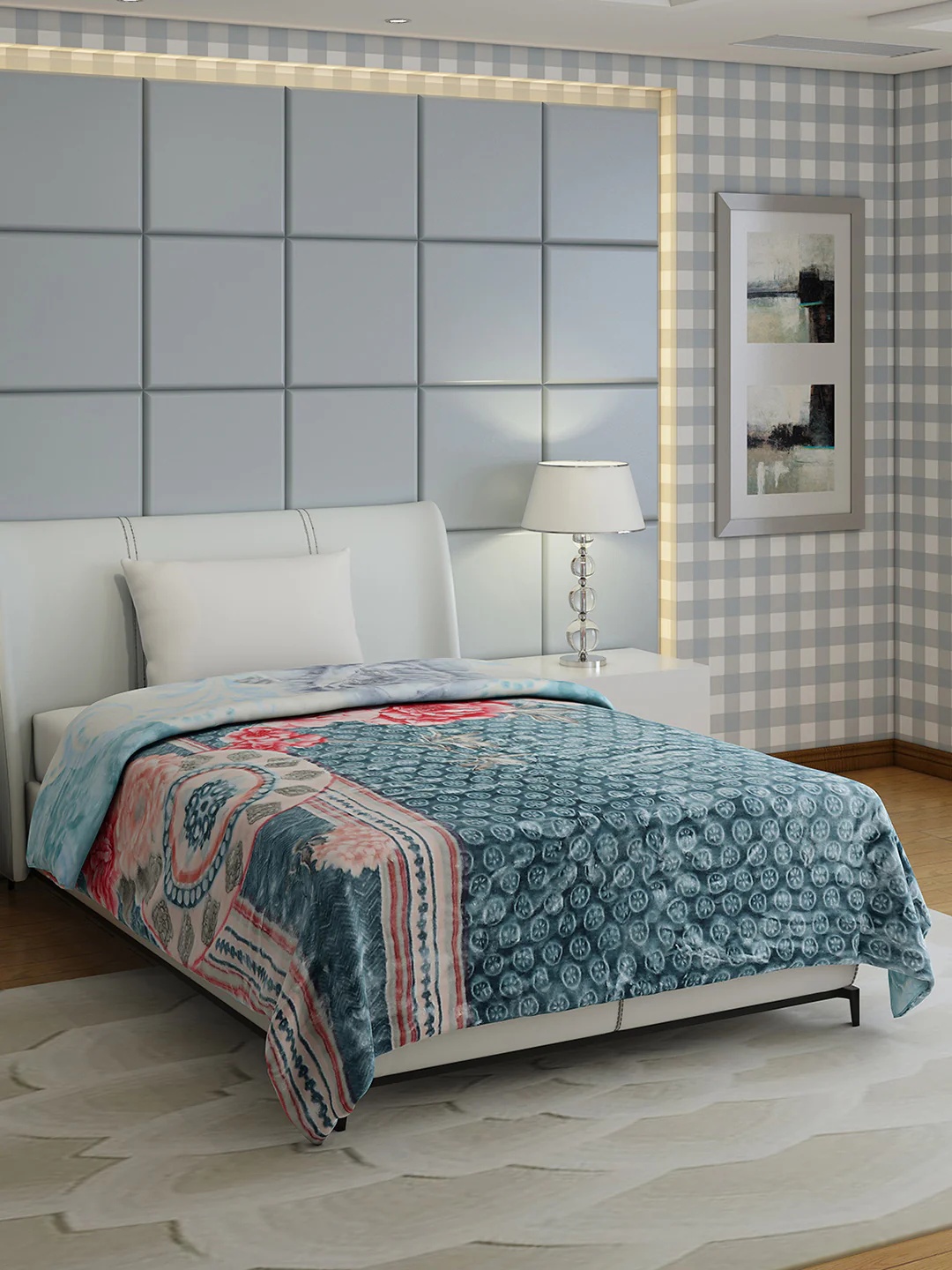 Floral Print Single Bed 852 GSM Blanket for Heavy Winter -2 Ply (Weight 3 kg) - Image 4