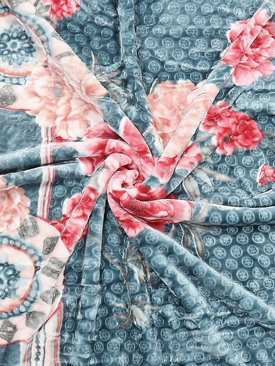 Floral Print Single Bed 852 GSM Blanket for Heavy Winter -2 Ply (Weight 3 kg) - Image 9