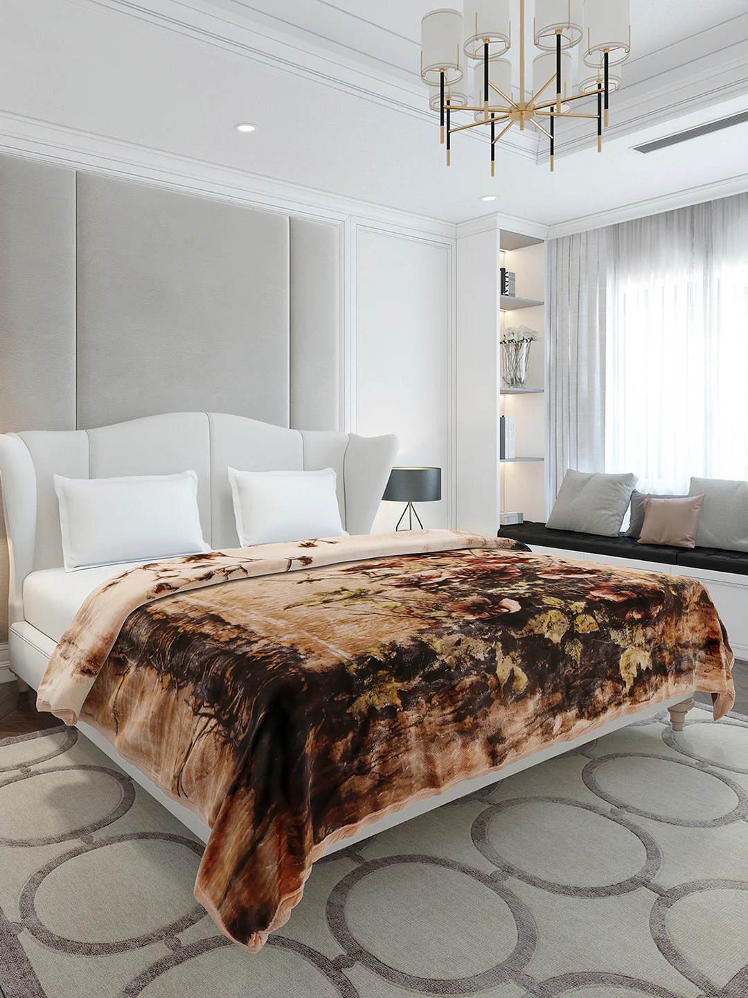Floral Printed Double Bed 2 Ply, 947 GSM Blanket for Heavy Winter - (Bandhan) with Fragrance - Image 4