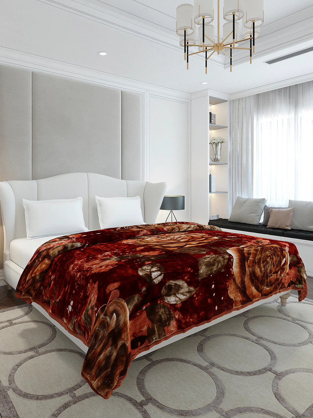 Floral Printed Double Bed 2 Ply, 947 GSM Blanket for Heavy Winter - (Bandhan) with Fragrance - Image 4