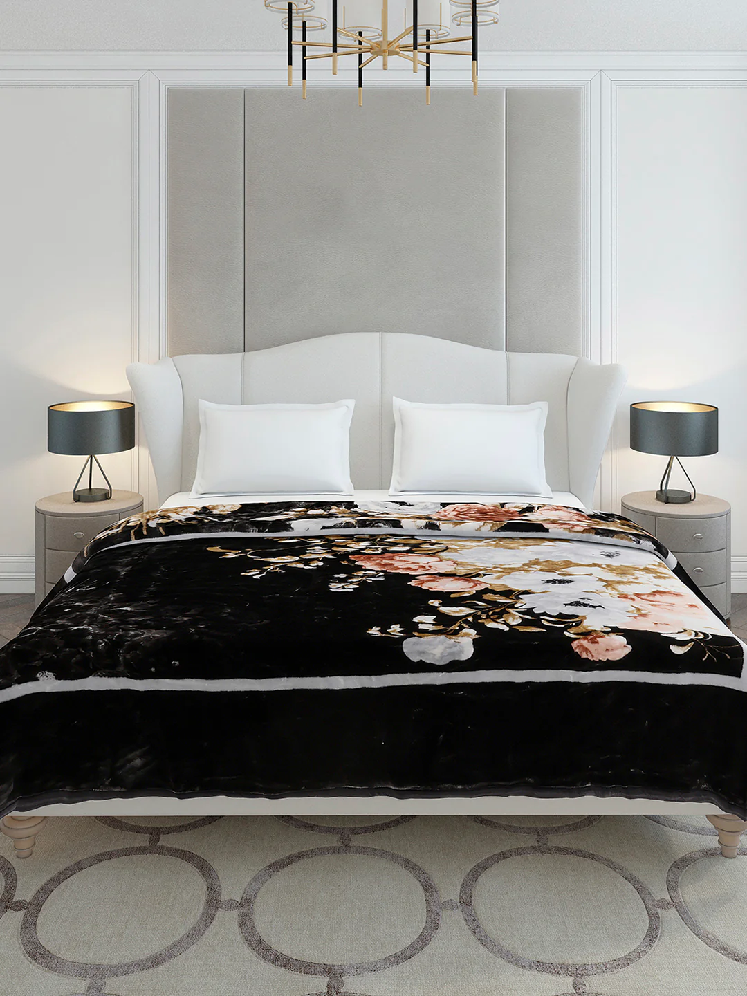 Floral Printed Double Bed 2 Ply, 947 GSM Blanket for Heavy Winter - (Bandhan) with Fragrance - Image 2