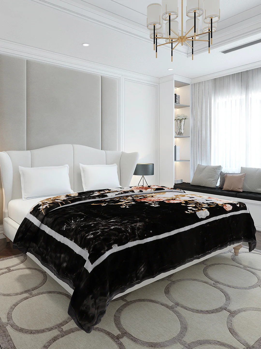 Floral Printed Double Bed 2 Ply, 947 GSM Blanket for Heavy Winter - (Bandhan) with Fragrance - Image 4