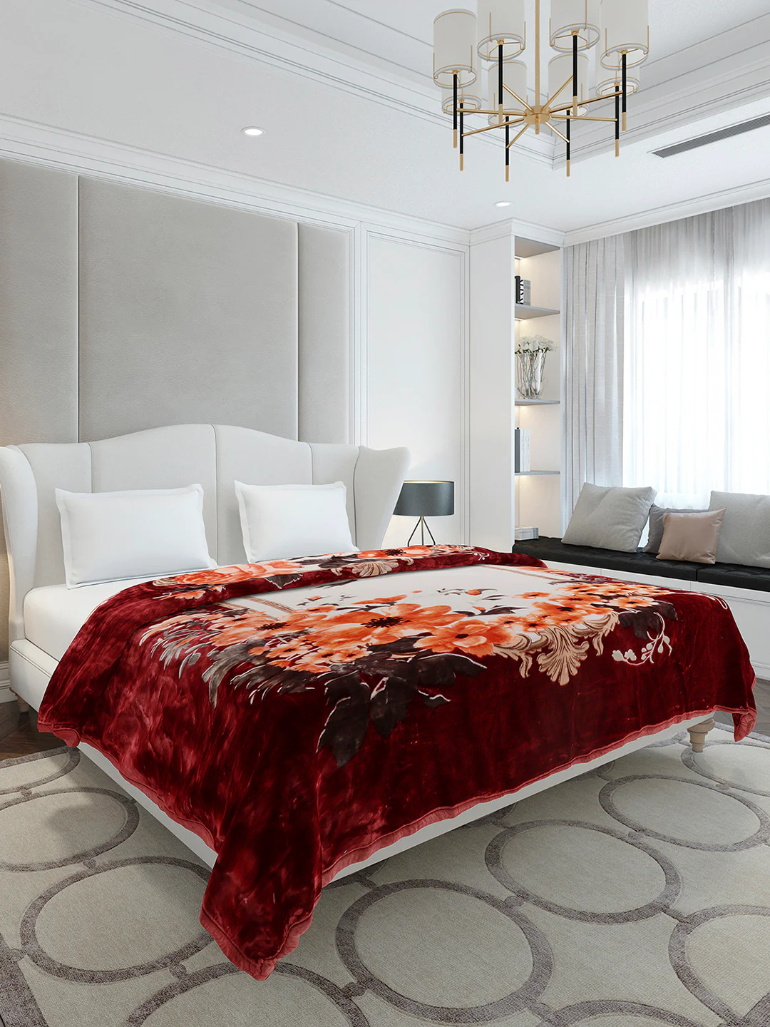 Floral Printed Double Bed 2 Ply, 947 GSM Blanket for Heavy Winter - (Bandhan) with Fragrance - Image 4